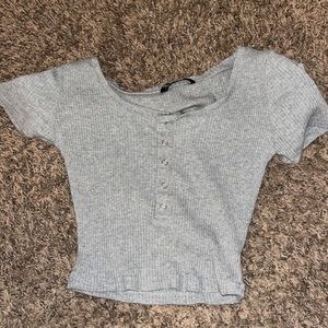 Gray Ribbed Crop Top